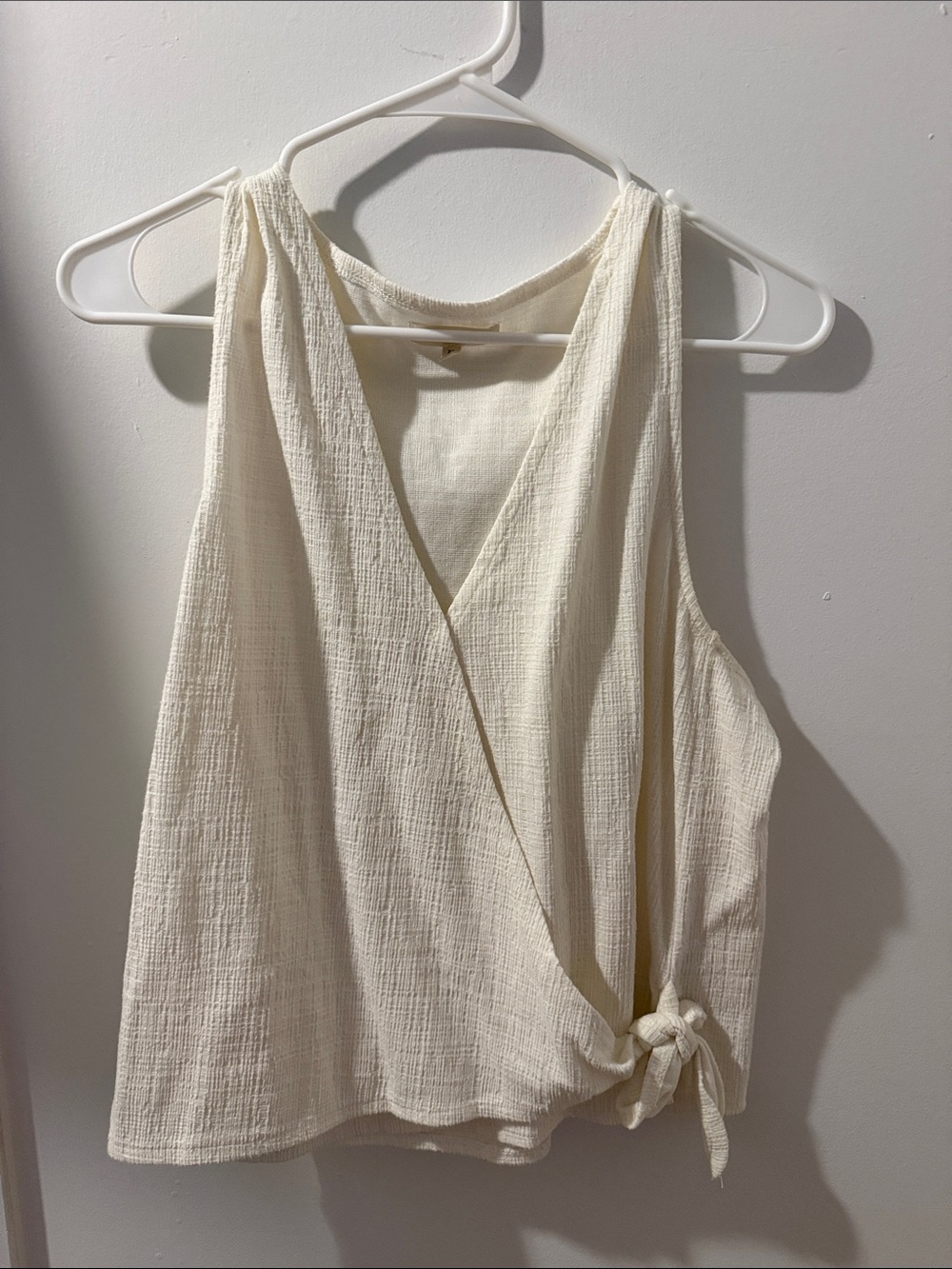 Madewell Cream Wrap-Front Tank with Side Knot